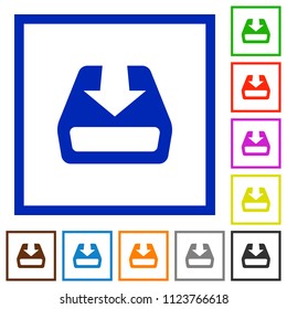 Install to hard drive flat color icons in square frames on white background