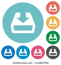 Install to hard drive flat white icons on round color backgrounds