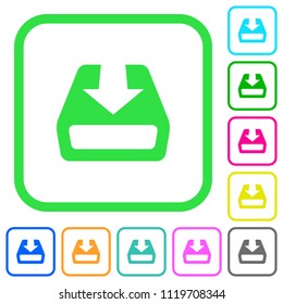 Install to hard drive vivid colored flat icons in curved borders on white background