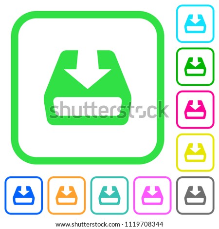 Install to hard drive vivid colored flat icons in curved borders on white background