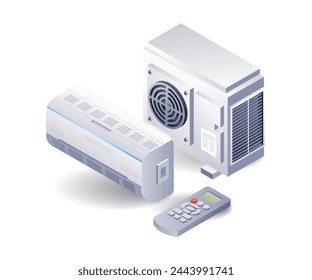 Instalar el dispositivo de CA casero ilustración 3d isométrica
