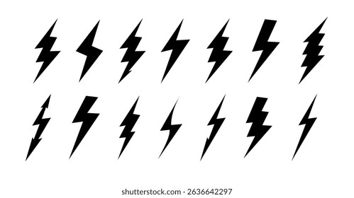 Install Lightning. Flat style vector . Lightning bolt Lightning flash icon set. Vector