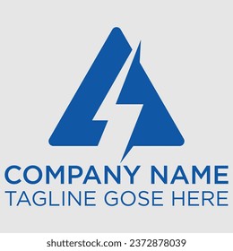 Instalar Lightning. Ilustración vectorial moderna de estilo plano. Relámpago relámpago conjunto de iconos relámpago, Creative Thunder Concept A Logo Design Template, Letter A Electric logo, Thunder Bolt design logo.