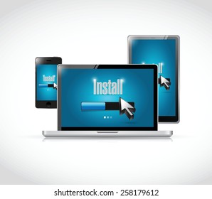 install on computer electronics illustration design over white