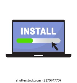 install on computer illustration design over white