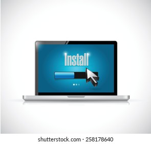 install on computer illustration design over white