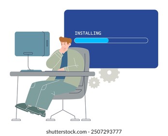 Install operating system installing OS loading load upgrade update new version software PC computer blue screen