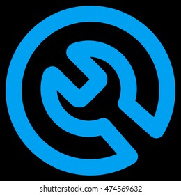 Install vector icon. Style is outline flat icon symbol, blue color, black background.
