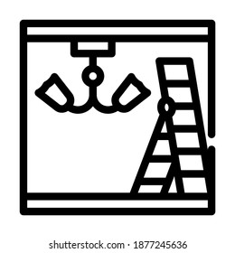 installation chandelier line icon vector. installation chandelier sign. isolated contour symbol black illustration