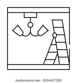 installation chandelier line icon vector. installation chandelier sign. isolated contour symbol black illustration