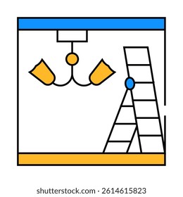 installation chandelier line icon vector. installation chandelier sign. isolated symbol illustration