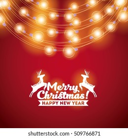 installation of Christmas lights decoration vector illustration design