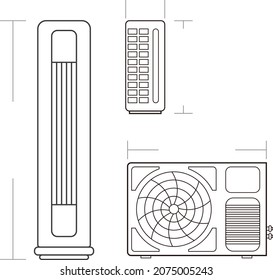 Installation dimension drawing of air conditioner