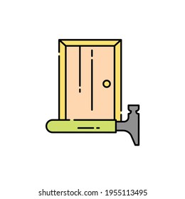 Installation doors color line icon. Pictogram for web page, mobile app, promo. UI UX GUI design element. Editable stroke.