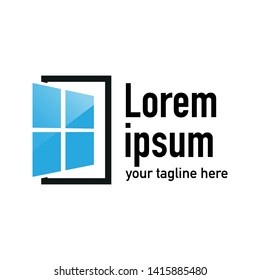 Installation of double-glazed Windows. Company logo template