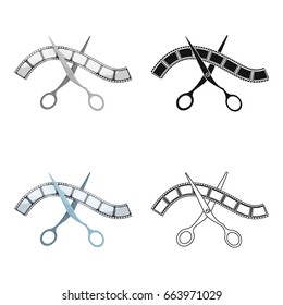 Installation of film.Making moviesingle icon in cartoon style vector symbol stock illustration web.