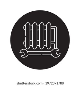 Installation of heating systems black glyph icon. Pictogram for web page, mobile app, promo. UI UX GUI design element. Editable stroke.