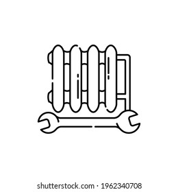 Installation of heating systems color line icon. Pictogram for web page, mobile app, promo. UI UX GUI design element. Editable stroke.