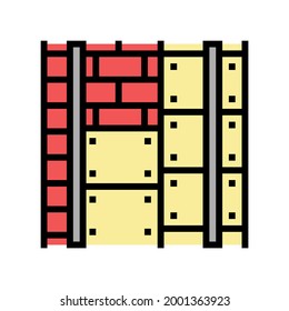installation mineral wool on aluminum frame color icon vector. installation mineral wool on aluminum frame sign. isolated symbol illustration