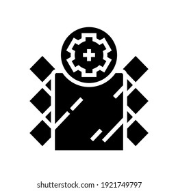 installation mirror in bathroom tile glyph icon vector. installation mirror in bathroom tile sign. isolated contour symbol black illustration