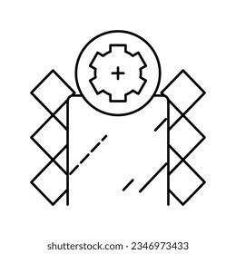 espejo de instalación en el vector de icono de la línea de mosaico del baño. espejo de instalación en señal de azulejos de baño. símbolo de contorno aislado ilustración negra