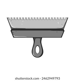 installation notched trowel cartoon. masonry spreader, surface smooth, leveling building installation notched trowel sign. isolated symbol vector illustration