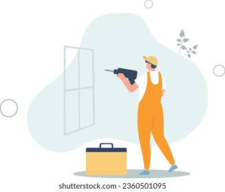 Installation oder Austausch von Kunststofffenstern, Kundendienst.FlavVektorgrafik