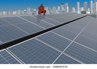 
Installation of solar panels in urban environments. Solar photovoltaic panel system and alternative energy for citizens