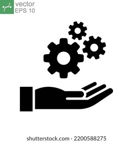 Icono de instalación y soporte de glifo. Engranajes disponibles para la configuración del proceso de servicio de reparación. Trabajo de ingeniero, ayuda de soporte de tecnología. Sistema de mantenimiento Ilustración vectorial. Diseño en fondo blanco. EPS 10