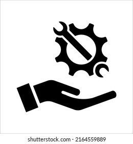 Installations- und Support-Symbol. Callcenter, Hilfe, Service, Kontakt, Telefon, Computer, Infos, Vektorgrafik auf weißem Hintergrund.