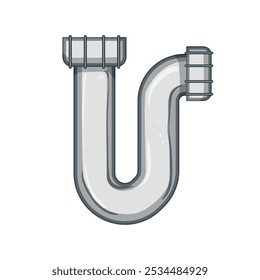 installation waste drain trap cartoon. maintenance cleaning, fixture basin, sink bathroom installation waste drain trap sign. isolated symbol vector illustration