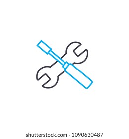 Installation work vector thin line stroke icon. Installation work outline illustration, linear sign, symbol concept.