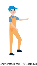 installation worker standing on white background