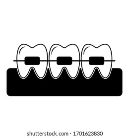 Installed dental braces icon. Vector illustration of dental implant