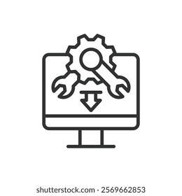 Installed icon in line design. Installed, setup, application, software, program, configuration, device on white background vector. Installed editable stroke icon