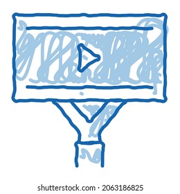 installed video ads sketch icon vector. Hand drawn blue doodle line art installed video ads sign. isolated symbol illustration