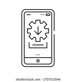 Installer black line icon. Tool for installing, updating, and configuring your products safely, securely. Pictogram for web page, mobile app. UI UX GUI design element. Editable stroke.