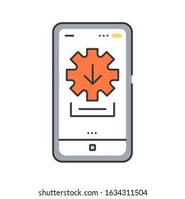 Installer color line icon. Tool for installing, updating, and configuring your products safely, securely. Pictogram for web page, mobile app. UI UX GUI design element. Editable stroke.