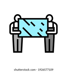 installers holding mirror color icon vector. installers holding mirror sign. isolated symbol illustration