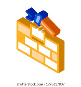 Installing Brick Icon Vector. Isometric Installing Brick sign. color isolated symbol illustration
