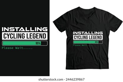 Instalación de la leyenda del ciclismo Por favor espere, diseño divertido de la camiseta del regalo de la bicicleta