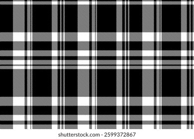 Installing fabric tartan vector, wear check pattern textile. Mockup background texture seamless plaid in black and white colors palette.