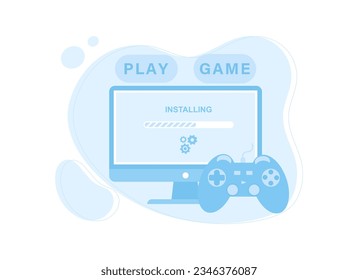  Installing game software trending concept flat illustration.