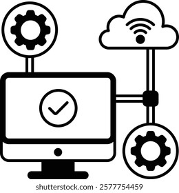 Installing Instance on Remote Machine vector icon design, Web hosting service Symbol, Computing machines Sign, Internet Application Management stock illustration, Configuration Cluster concept