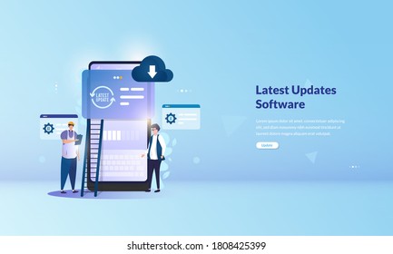 Installing The Latest Update Software, Installing System Updates On Mobile Application On Illustration Concept
