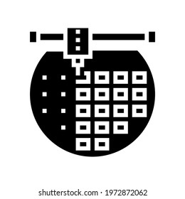 installing semiconductor on board glyph icon vector. installing semiconductor on board sign. isolated contour symbol black illustration
