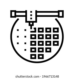 installing semiconductor on board line icon vector. installing semiconductor on board sign. isolated contour symbol black illustration