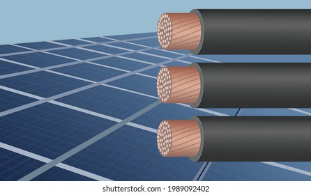 Installing solar panels and fiber optic cables. Solar energy for future. 