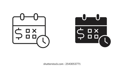 Ícone de Pagamento Parcelado com Calendário e Dólar, Representando Pagamentos em Componentes, Parcelas Programadas e Flexibilidade Financeira