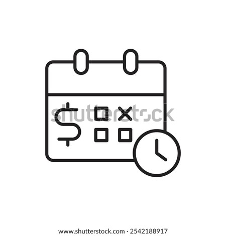 Installment Payment Icon with Calendar and Dollar Sign, Representing Payments in Parts, Scheduled Installments, and Financial Flexibility